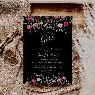 Invitation Multicolor Fleur sauvage C'est un Baby shower de f
