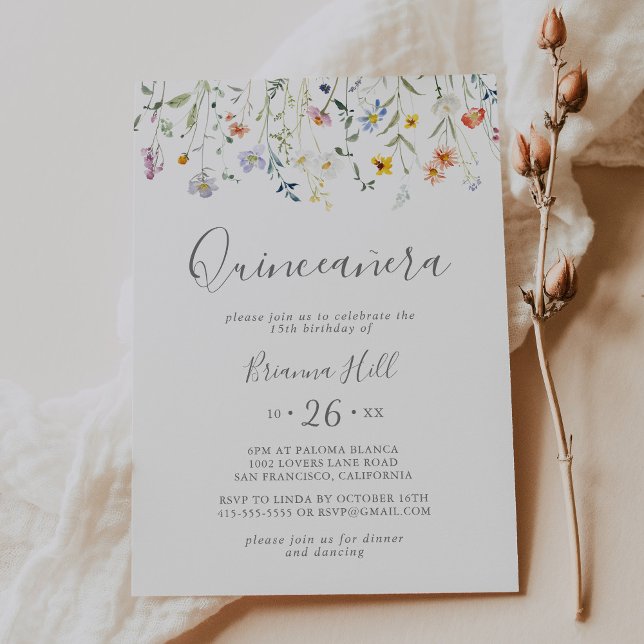 Invitation Multicolor sauvage Quinceañera (Créateur téléchargé)