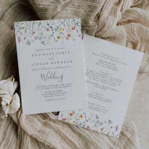 Invitation Multicolore sauvage Mariage avant et arrière