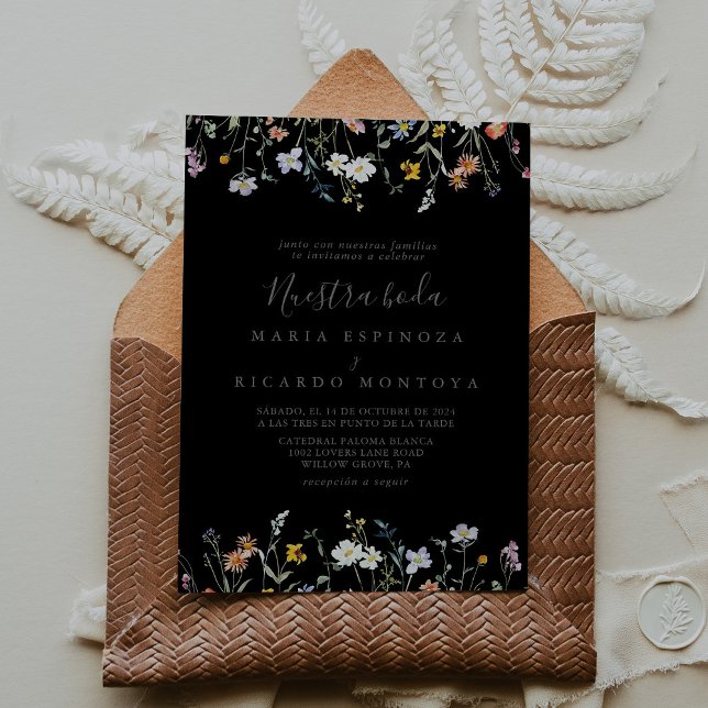 Invitation Multicolore sauvage noir Nuestra Boda Mariage (Créateur téléchargé)