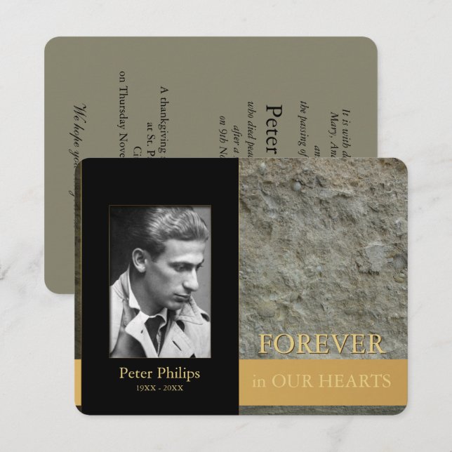 Invitation Mur Black Photo Frame Memorial Service Inv (Devant / Derrière)