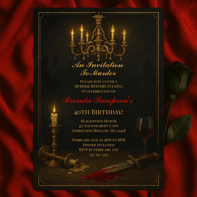 Invitation Murder Mystery Party avec thème gothique Vintage (Créateur téléchargé)