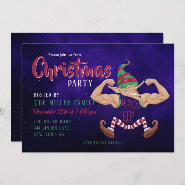 Invitation Muscle Elf (Devant / Derrière)