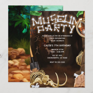 Invitation MUSEUM PARTY Dinosaur Bones Mystery Cave Anniversa