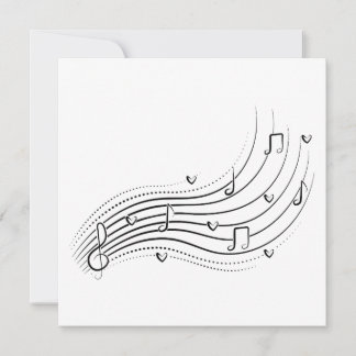 Invitation Musical note wave, black line clipart