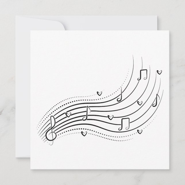 Invitation Musical note wave, black line clipart (Devant)