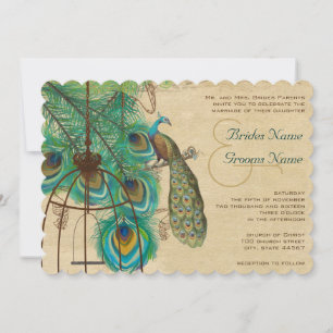 Invitation Musical Peacock Bird Cage Plumes Météo Inviter