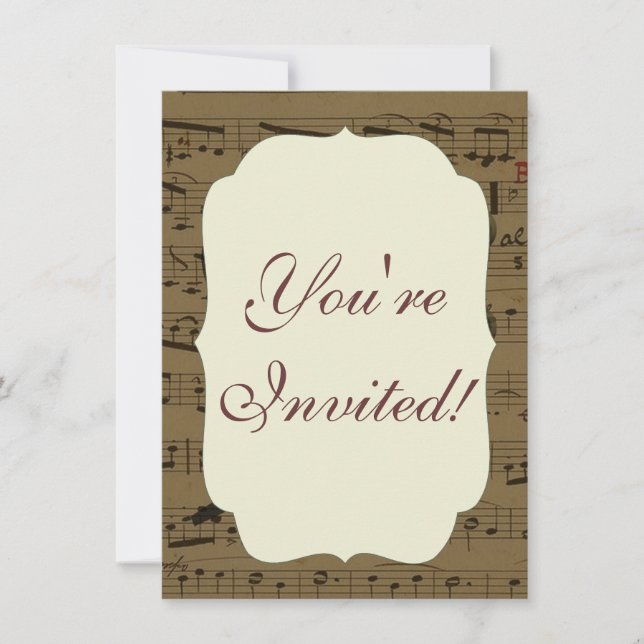 Invitation Musical Treble Clef Sheet Musique Classique (Devant)