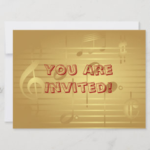 Invitation musicale - Gold Music Note Invitation