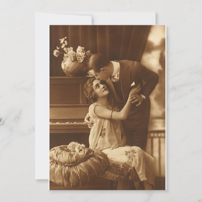 Invitation Musicale Romantique et Amour Vintage (Devant)