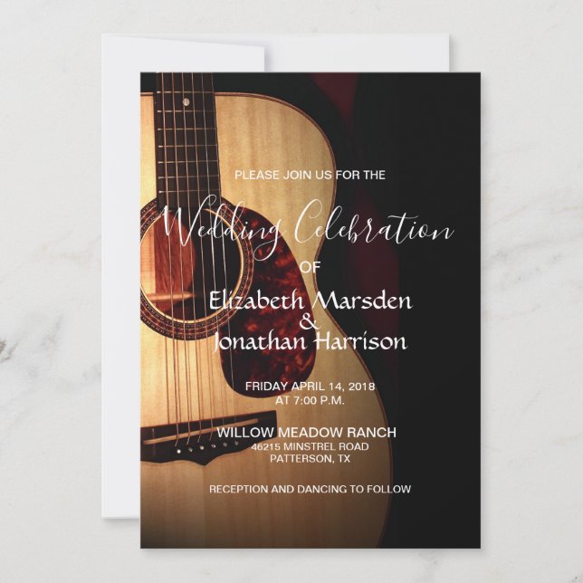 Invitation Musicien de guitare moderne Mariage (Devant)