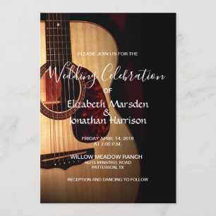 Invitation Musicien de guitare moderne Mariage