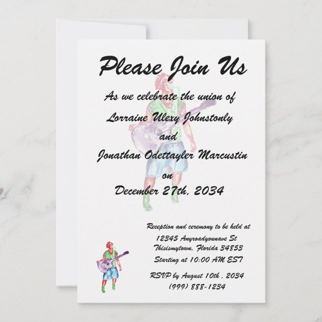 Invitation musicienne de guitare acoustique (Devant)