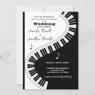 Invitation Musiciens créatifs Piano Keys Mariage