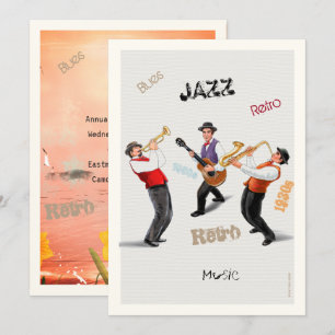 Invitation Musiciens de jazz Retro Musique Blues Party ART Pa