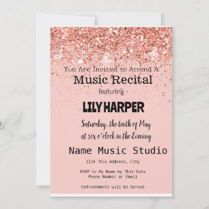 Invitation Musique Considérant Élégant note rose Confetti