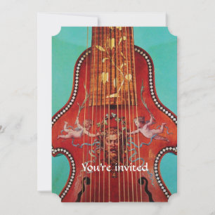 Invitation MUSIQUE DE CONCERT,MARIAGE,Rouge Bleu Turquoise Li