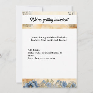 Invitation Musique de guitare Notes Fleurs mariage