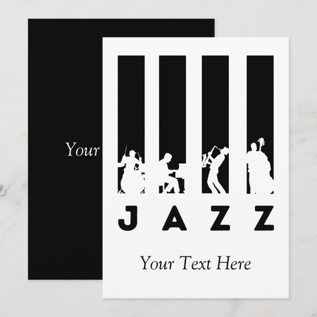Invitation Musique de jazz personnalisée (Devant / Derrière)
