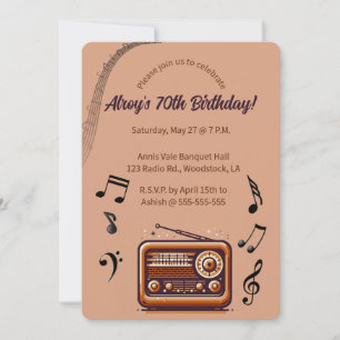 Invitation Musique de radio rétro éditable pour anniversaire