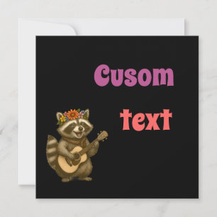 Invitation Musique de Raton Laveur Boho Amoureux Bruit Doux F