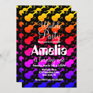 Invitation Musique guitare Ukulele Anniversaire