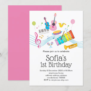 Invitation musique, instruments de musique tambour enfants ch