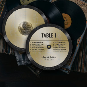Invitation Musique LP Vinyl Retro Vintage Gold Mariage Table