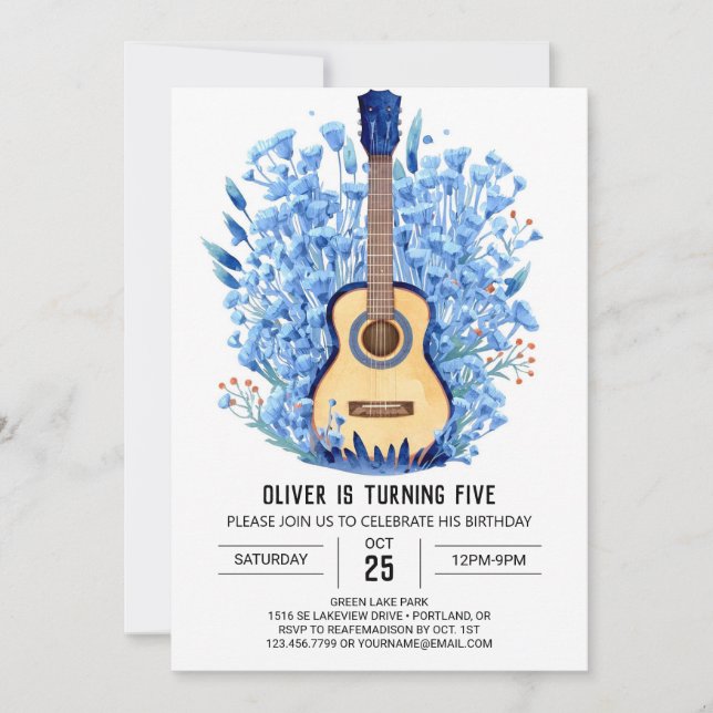 Invitation Musique Magie Chord Guitare Boy Anniversaire (Devant)