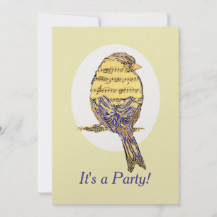 Invitation Musique Note Bird Thème Anniversaire Personnalisé