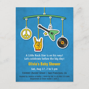 Invitation Musique Pacifique Guitare Rock and Roll Baby Showe