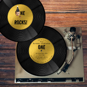 Invitation Musique personnalisée de disque vinyle One Rocks B