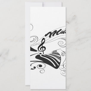 Invitation Musique, piano et clef aux éléments floraux