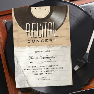 Invitation Musique récital vintage