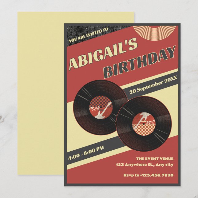 Invitation Musique rétro (Devant / Derrière)