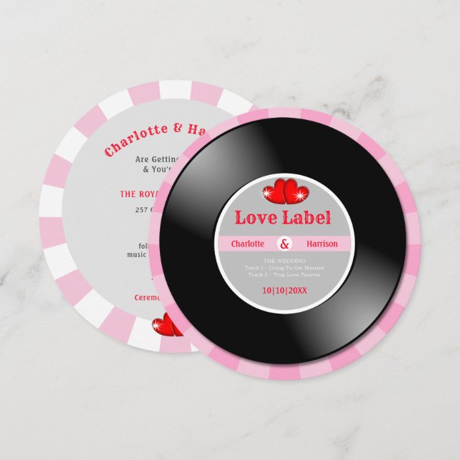 Invitation Musique Retro Vinyl Record (Devant / Derrière)