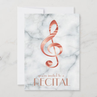 Invitation musique rose élégante d'or clé trible sur marbre