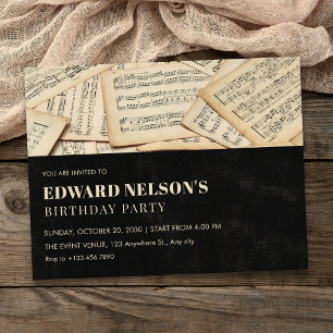 Invitation Musique vintage pour anniversaire
