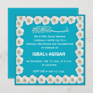 Invitation Muslim baby boy blue Aqiqah