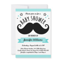 Mustache baby shower aqua bleu