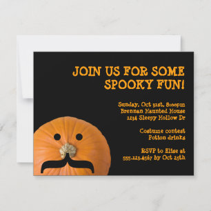 Invitation Mustache d'orange noire hôte citrouille de la fête