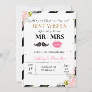 Invitation Mustache et lèvres en couple