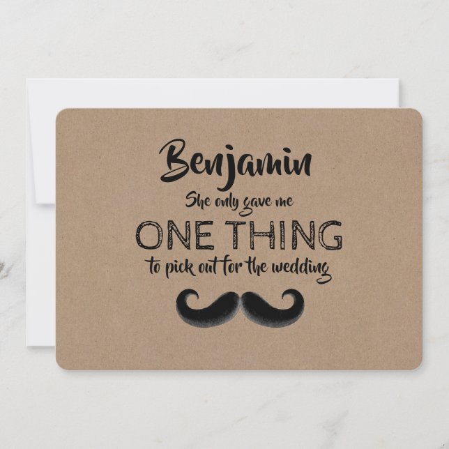 Invitation Mustache Funny Groomsman ou Best Man (Devant)