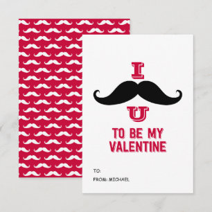 Invitation Mustache Kids Classroom Valentine Card
