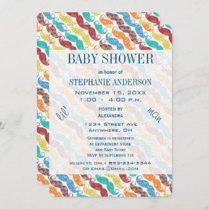 Invitation Mustache Lil' Mr Lil' Man Baby shower Rétro