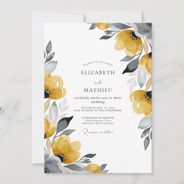 Invitation Mustard Chic Botanical Wedding (Devant)