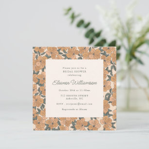 Invitation Muster floral motif carré pour la douche de la mar