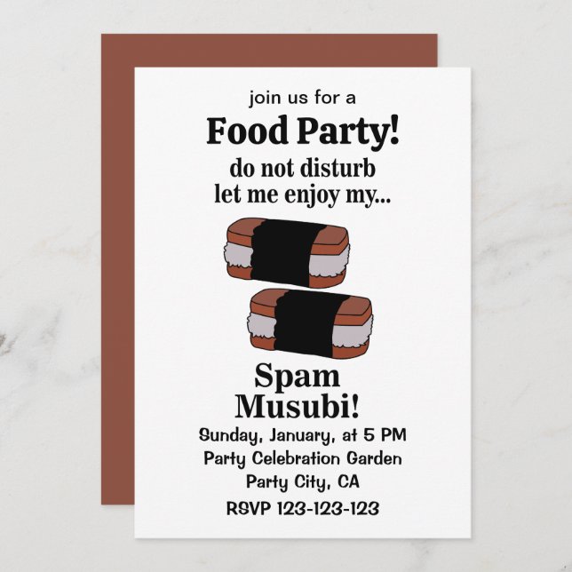 Invitation Musubi Laissez-Moi Profiter De Mon Spam Musubi (Devant / Derrière)