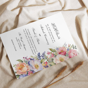 Invitation musulmane moderne rose florale Mehndi