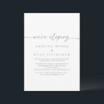 Invitation Muted Gray Simple Minimalist Elopement Reception<br><div class="desc">This muted gray simple minimalist elopement reception card is perfect for a modern post elopement party. The simple and elegant design features classic and fancy script typography in gray and white. 

RSVP cards are sold separately.</div>